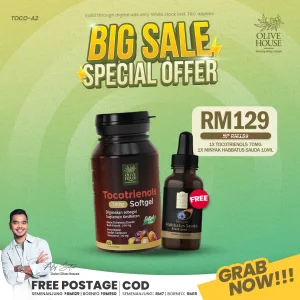 1x Tocotrienols Percuma 1x Minyak Habbatus Sauda