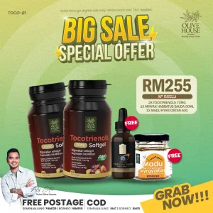 2x Tocotrienols Percuma 1x Madu Kyrgyzstan (50g) Dan 1x Minyak Habbatus Sauda